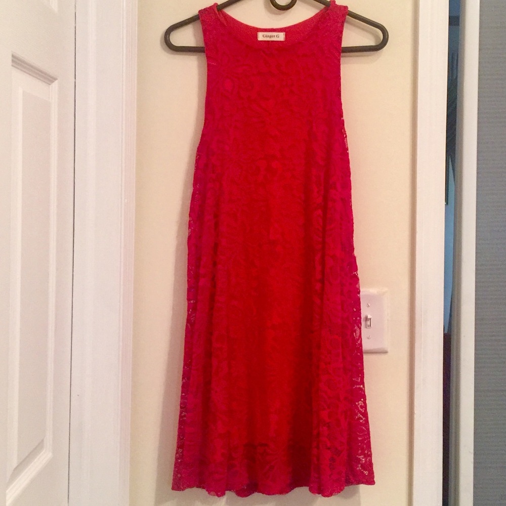 Women’s Red Net Tunic Dress